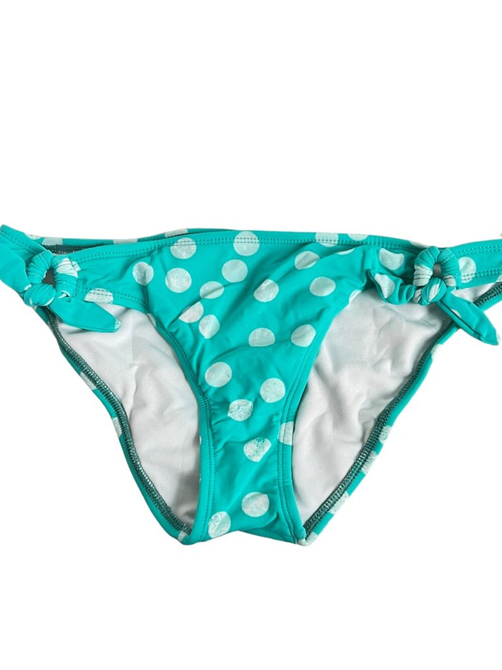 Bikini Lab swimsuit bottoms XL turquoise blue with white polka dots side knots